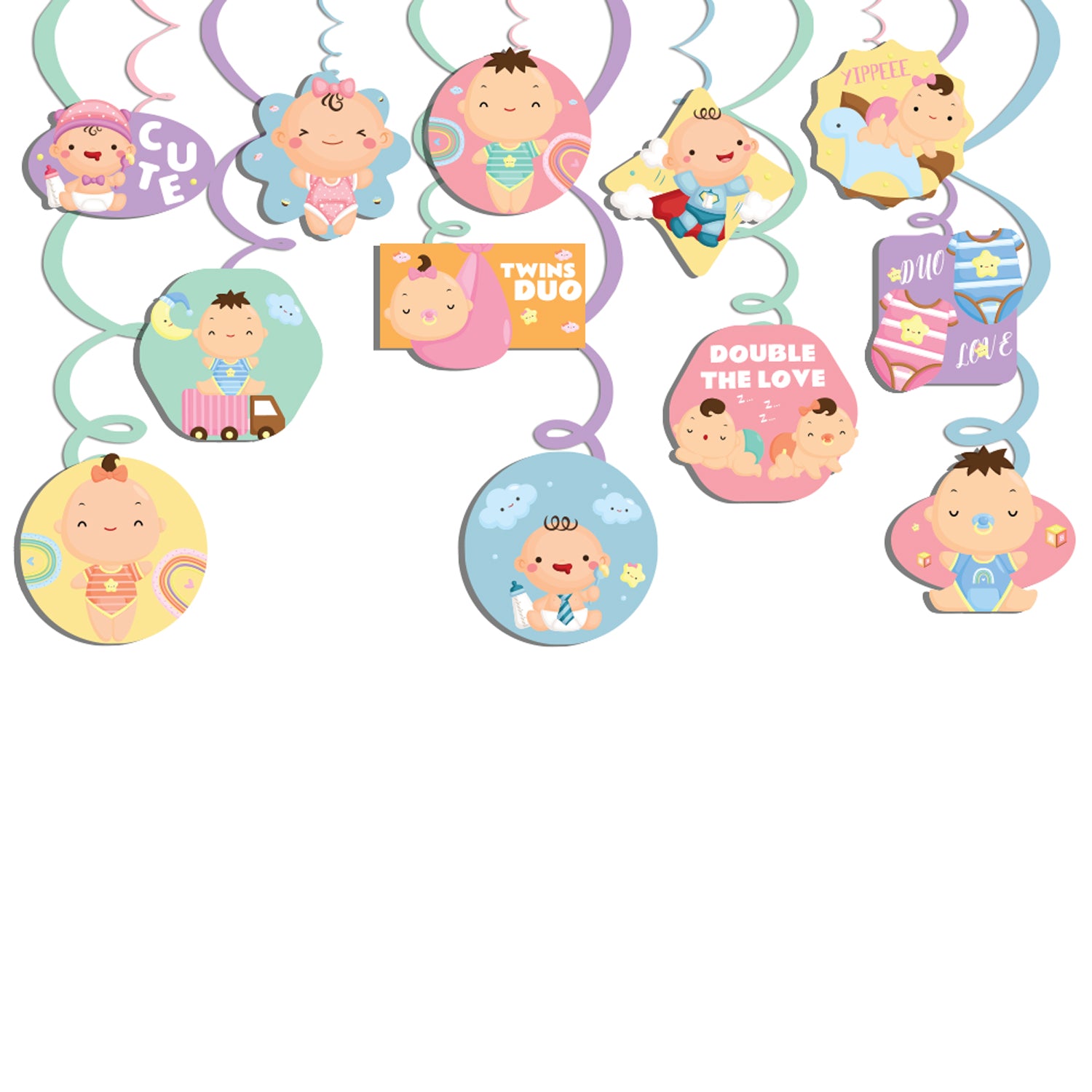 Double The Love Theme Hanging Swirls