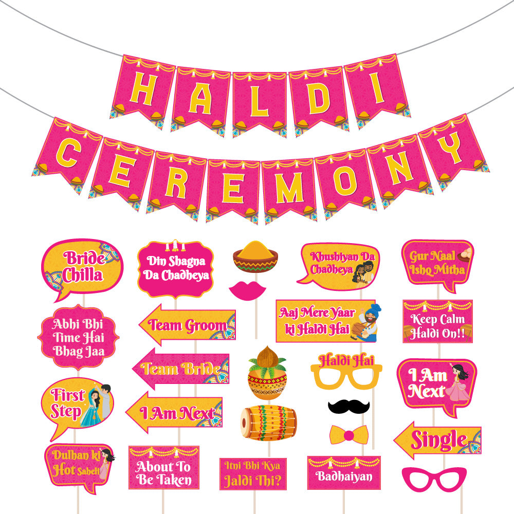 Haldi Ceremony Combo (Banner + Props)