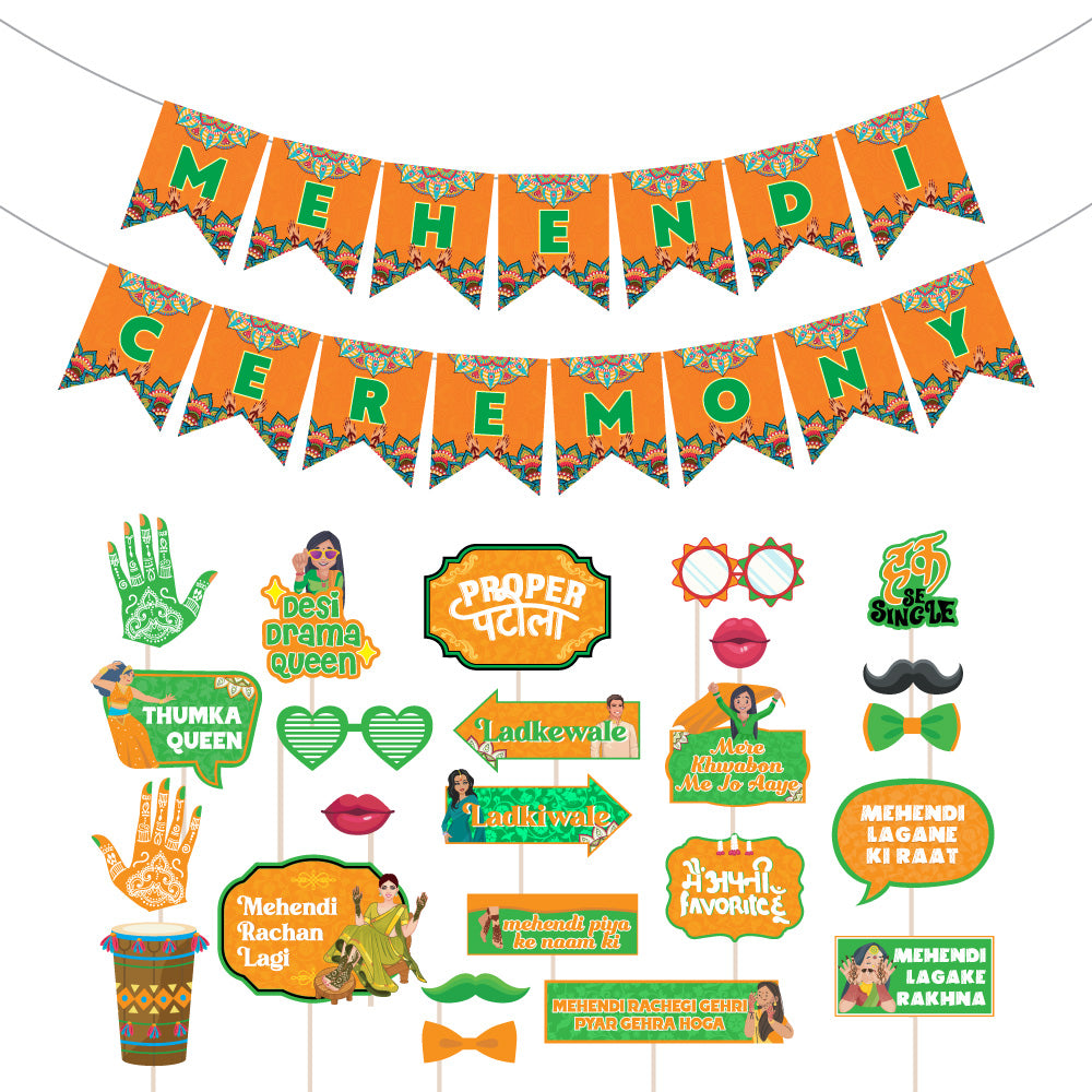 Mehendi Ceremony Combo (Banner + Props)