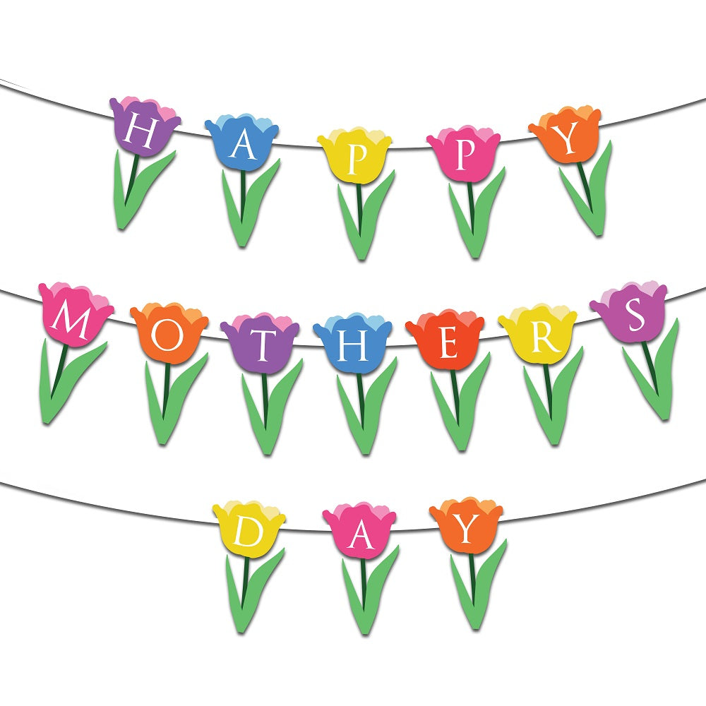 Happy Mother's day Multicolour Tulip Banner
