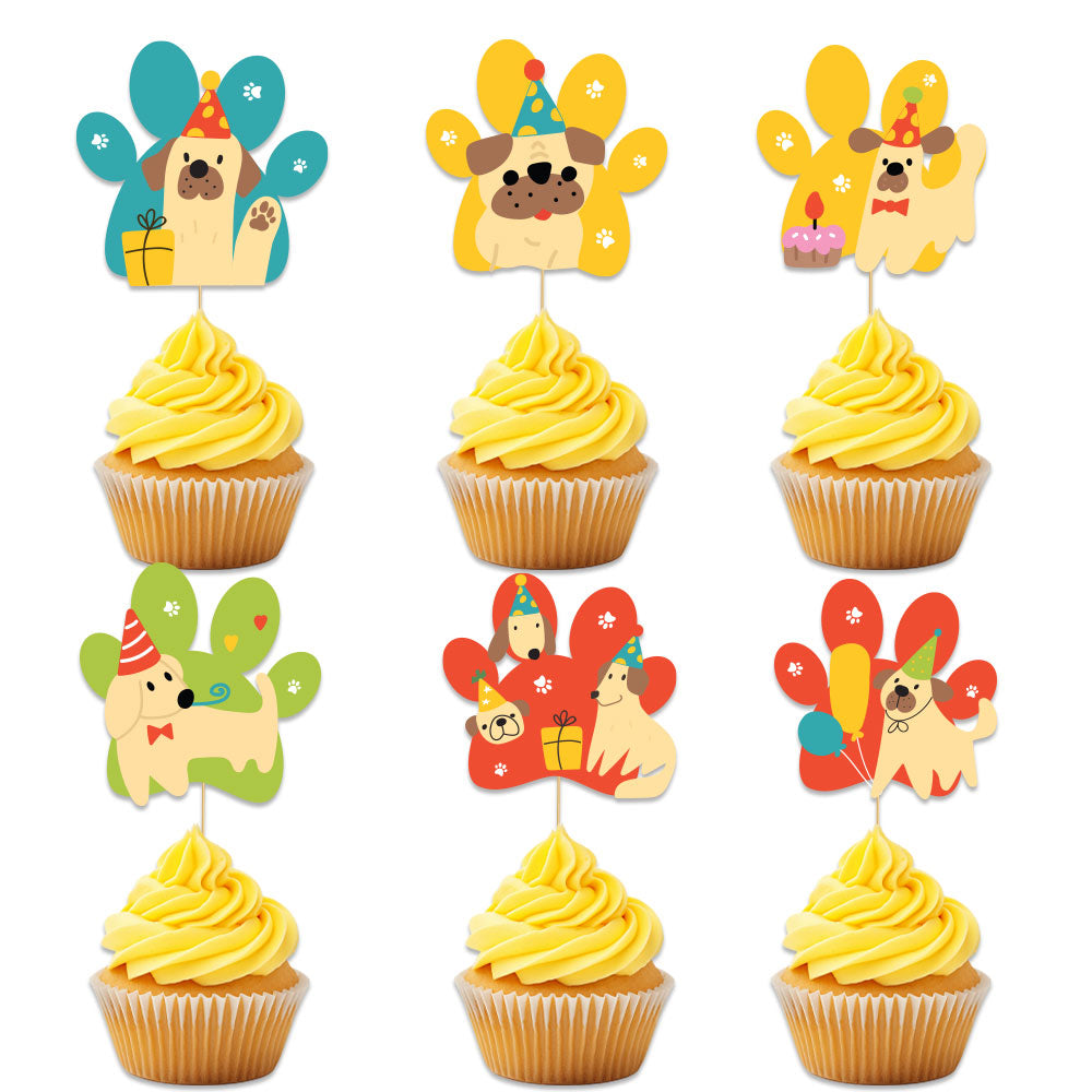 Bow Wow Party Theme Cupcake Toppers