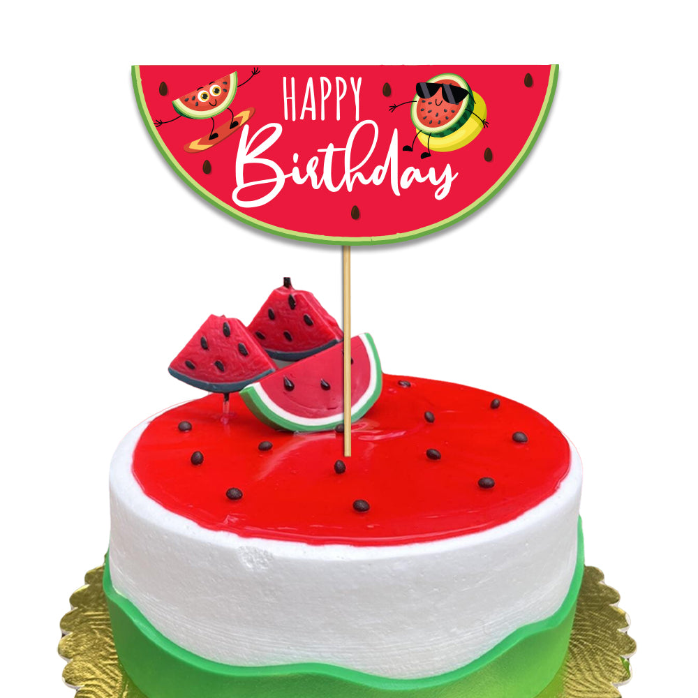 Watermelon Theme Happy Birthday Cake Topper