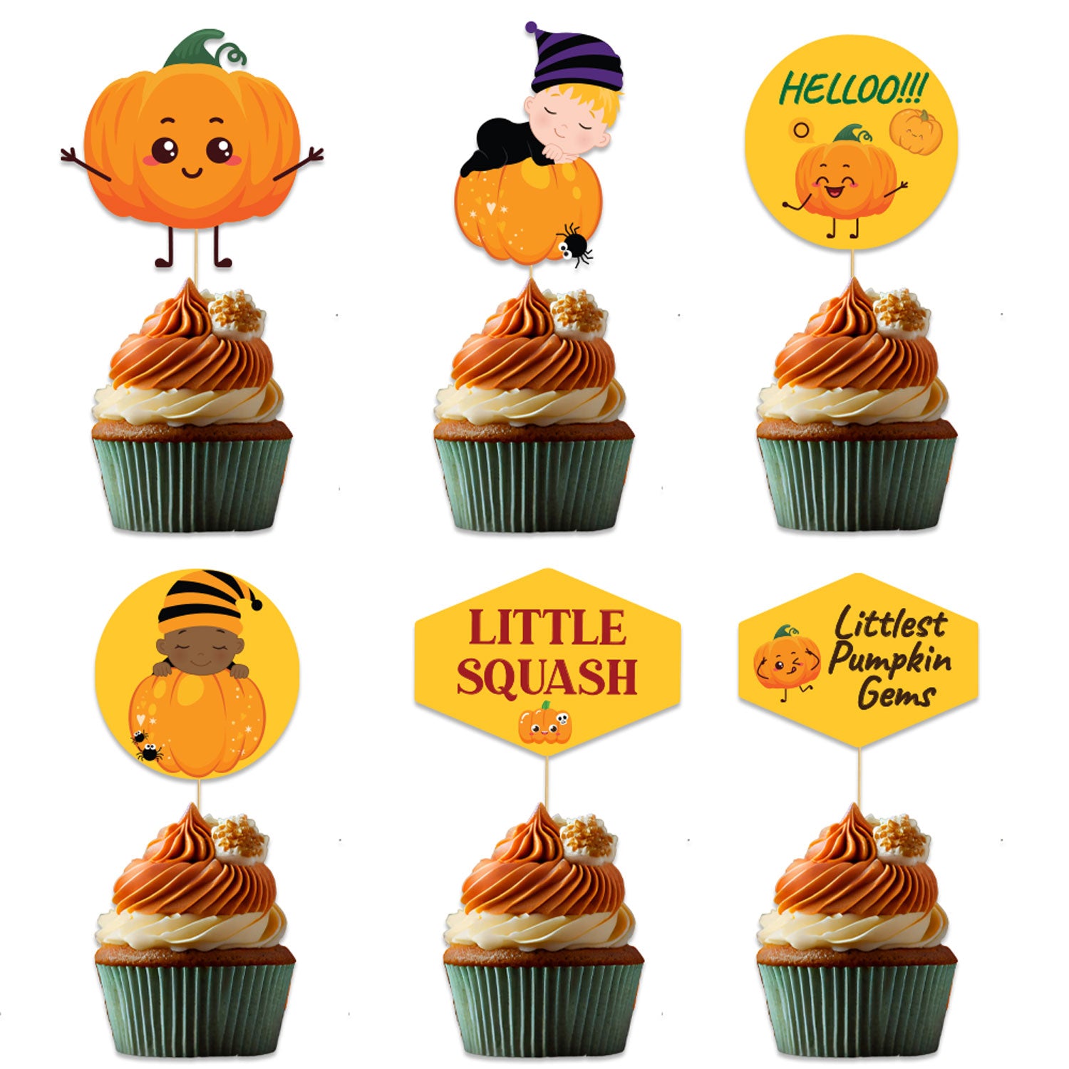 Pumpkin Theme Cupcake Toppers