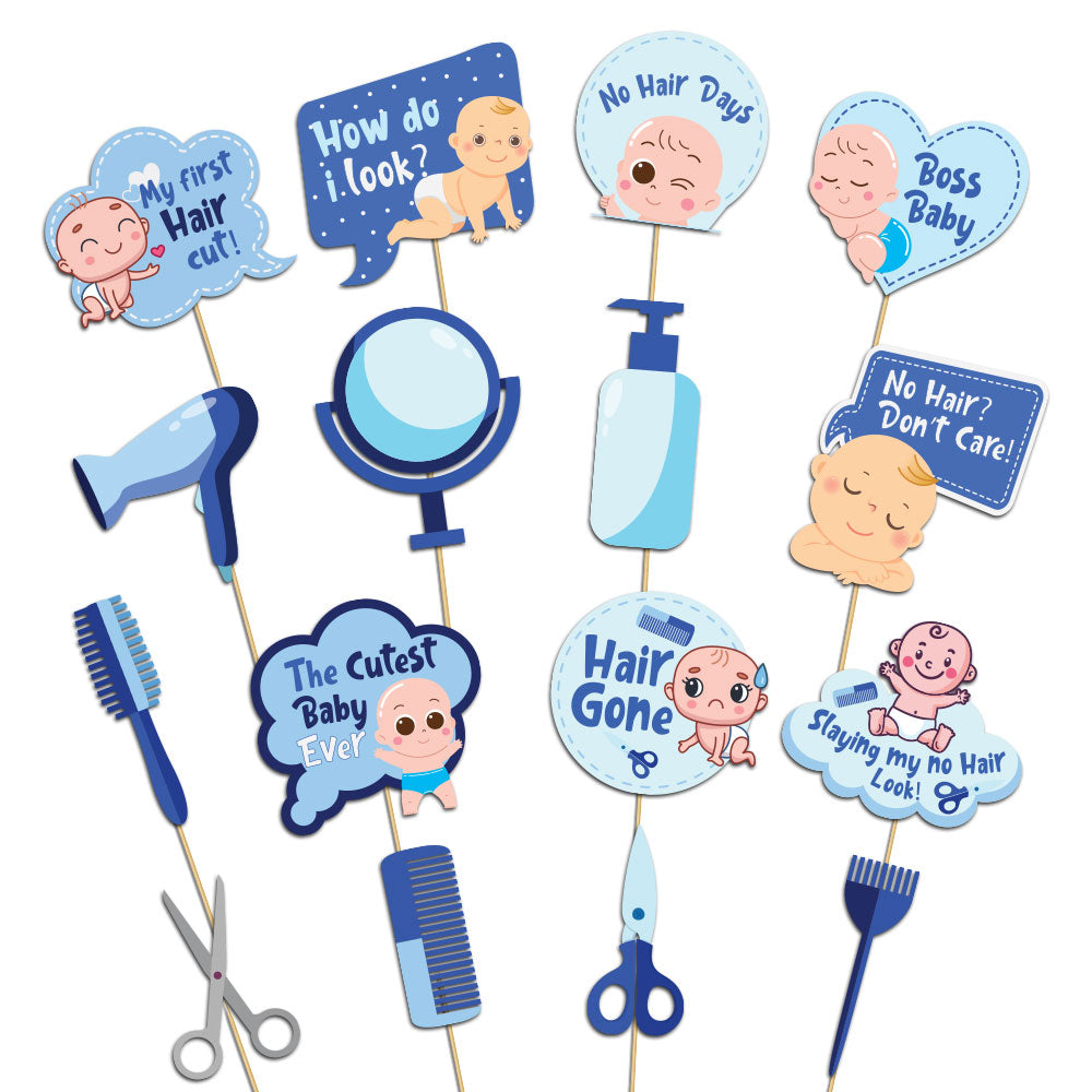 Photobooth Props For First Haircut (Blue) / Mundan Ceremony