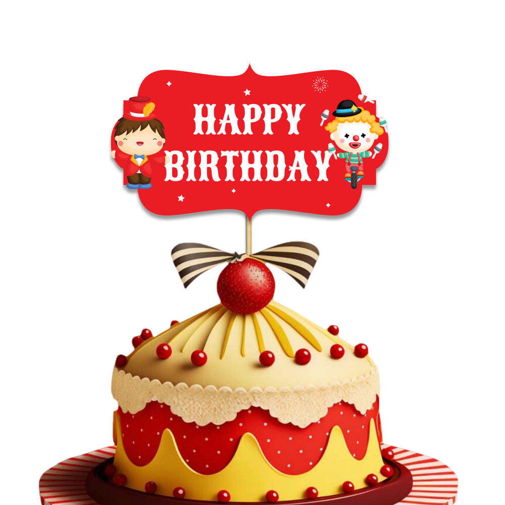 Circus Fun Fair Theme Happy Birthday Cake Topper