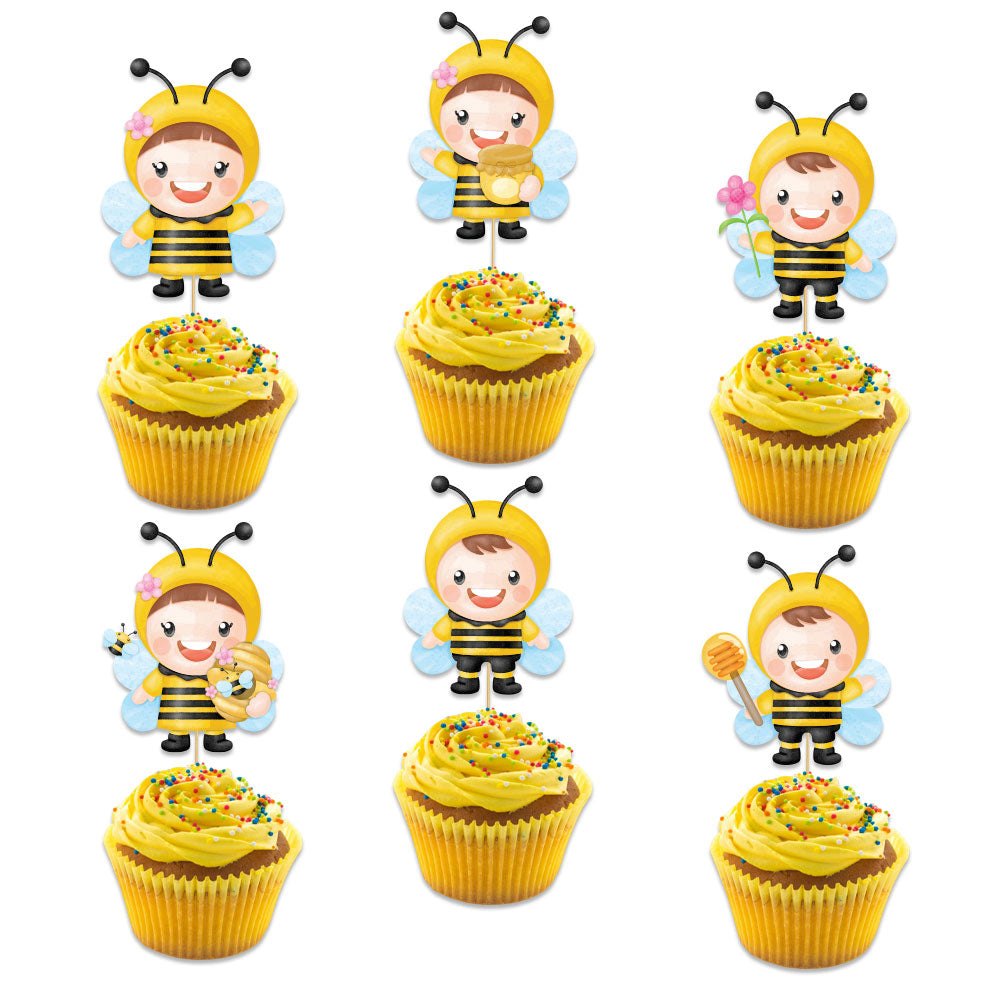 Bee Buzz Party Theme Cupcake Toppers