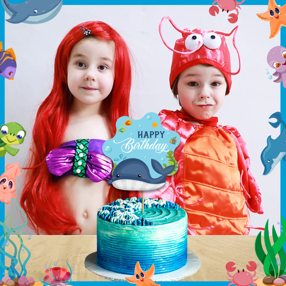 Splashy Ocean Fun Theme Birthday Cake Topper