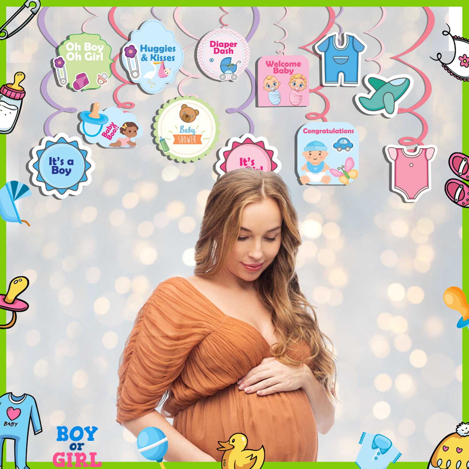 Diaper Party Theme Hanging Swirls