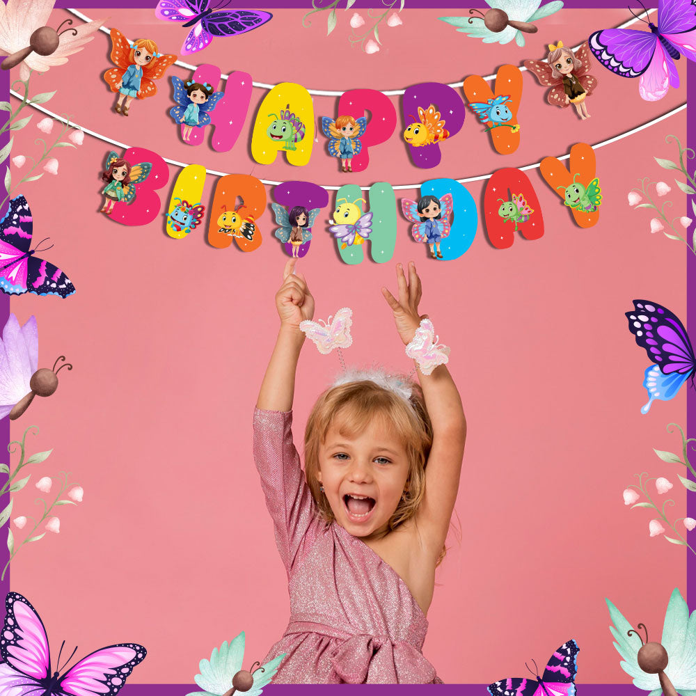Butterfly Bliss Theme Happy Birthday Banner
