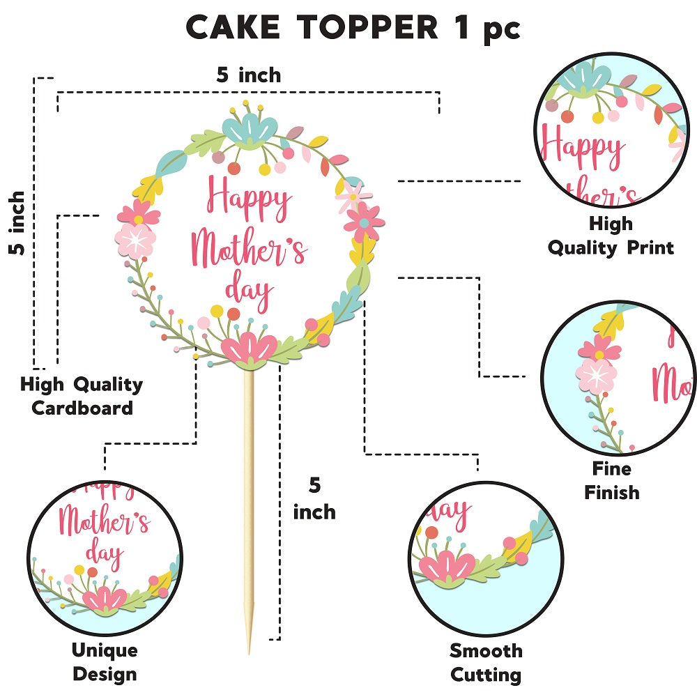 Pastel Multicolour Mother's Day Cake Topper