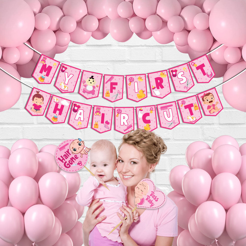 Pink Balloons For First Haircut