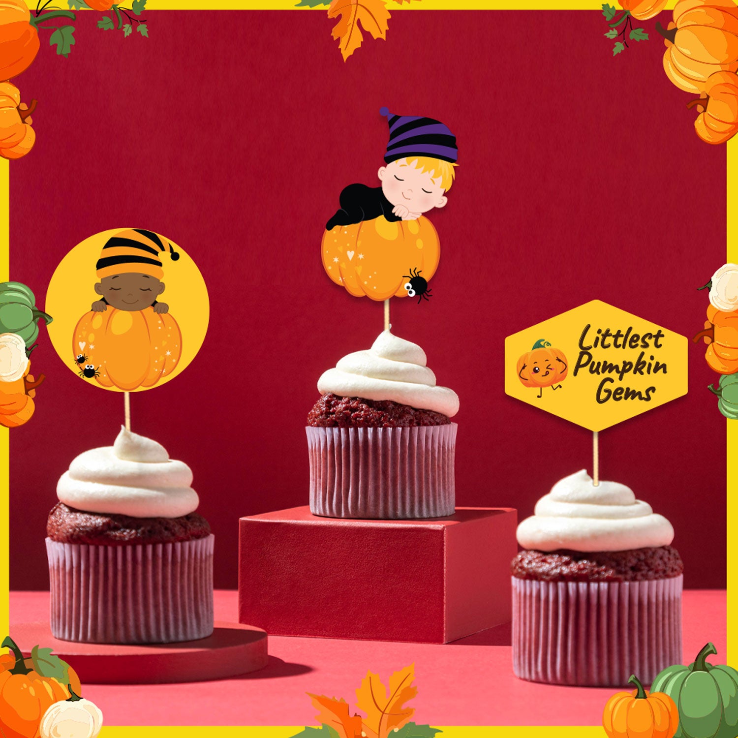 Pumpkin Theme Cupcake Toppers