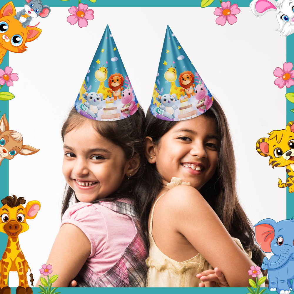 Party Animals Theme Cone Hats