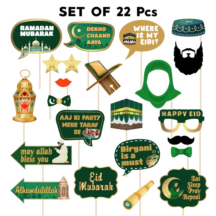 Photobooth Props For Eid/Ramadan (Green)
