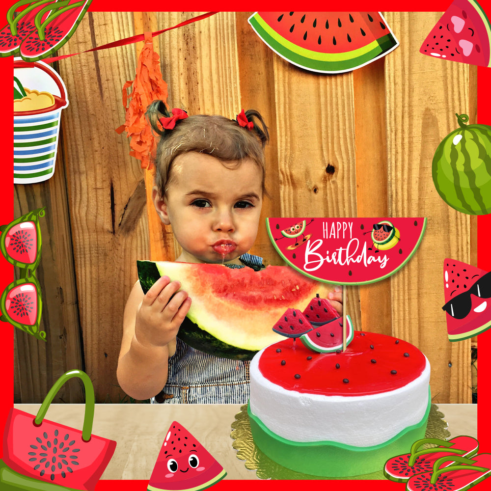 Watermelon Theme Happy Birthday Cake Topper