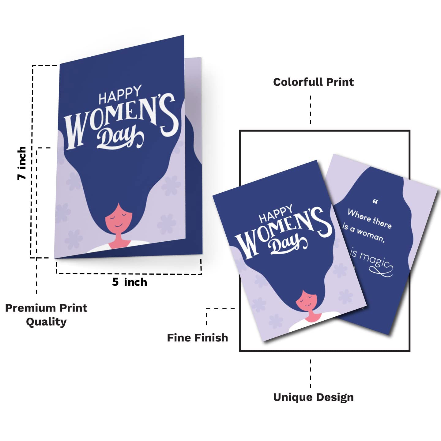 Blue Happy Women's Day Card With Envelope