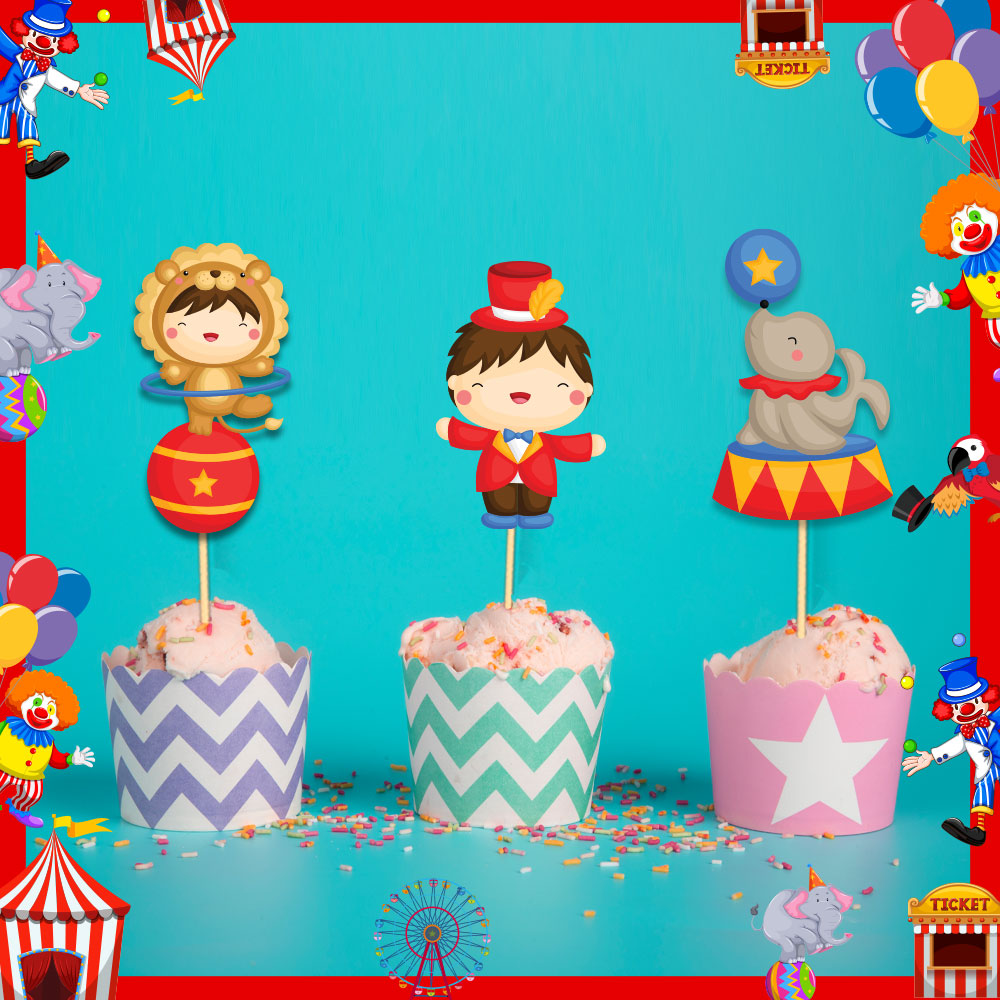 Circus Fun Fair Theme Cupcake Toppers