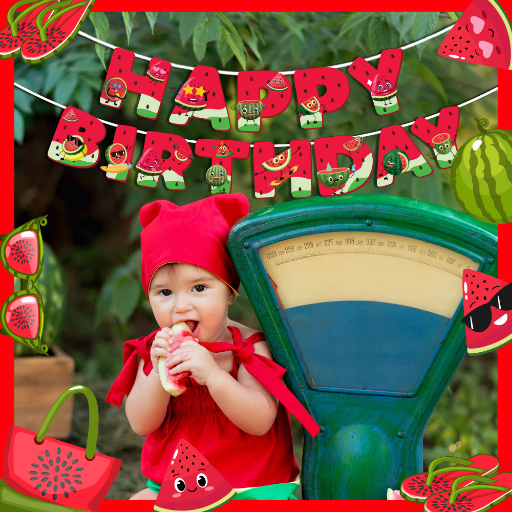 Watermelon Theme Happy Birthday Banner