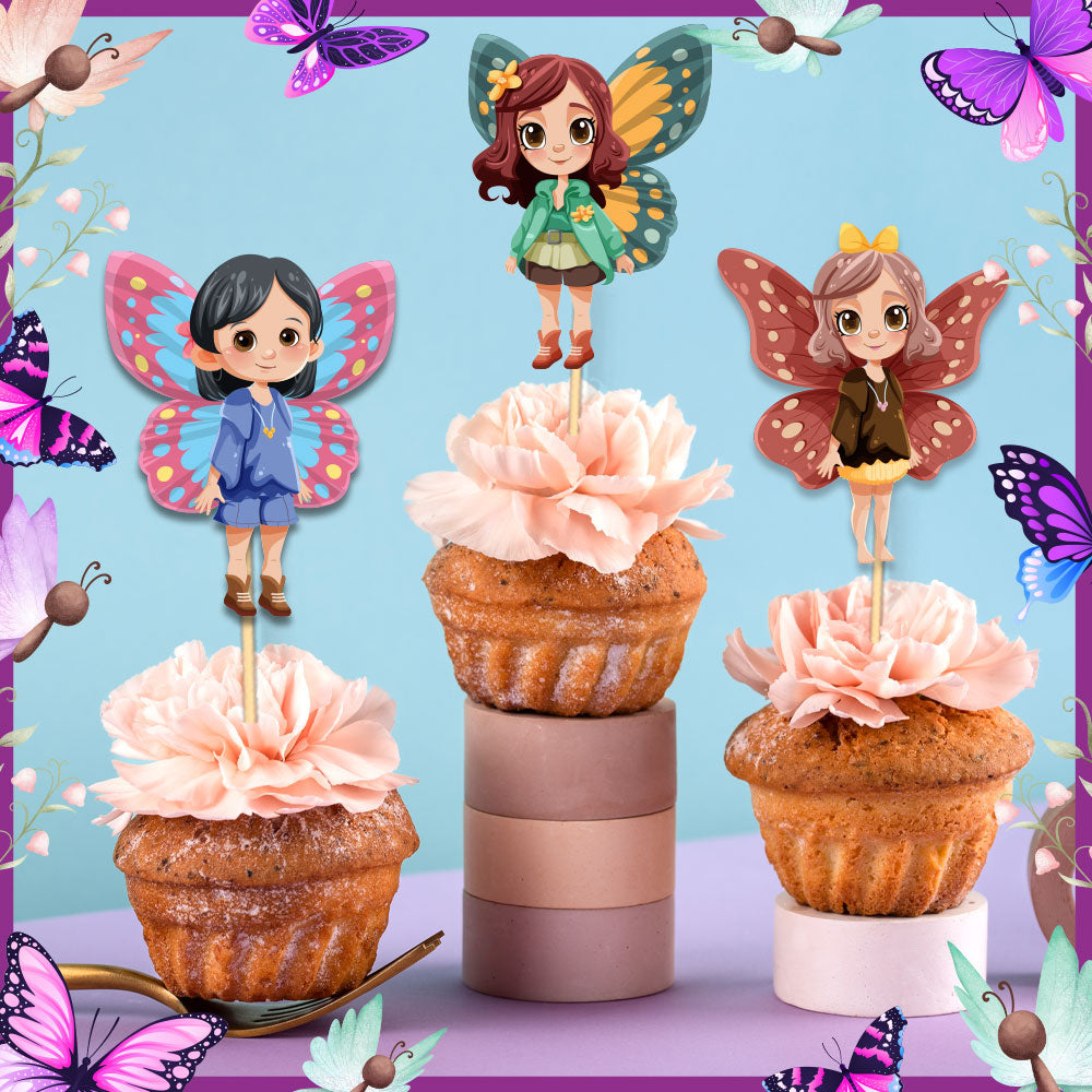 Butterfly Bliss Theme Cupcake Toppers