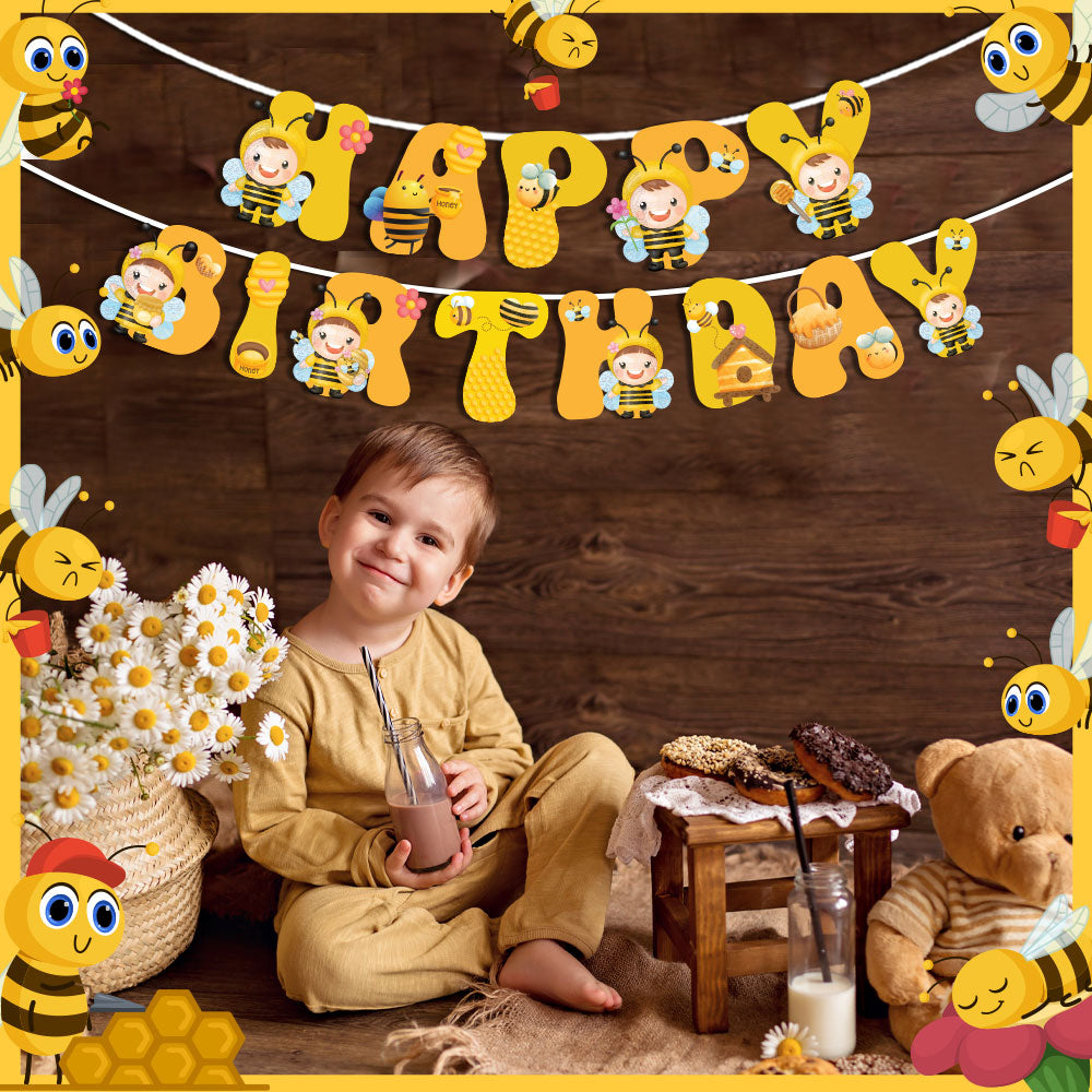 Bee Buzz Party Theme Happy Birthday Banner