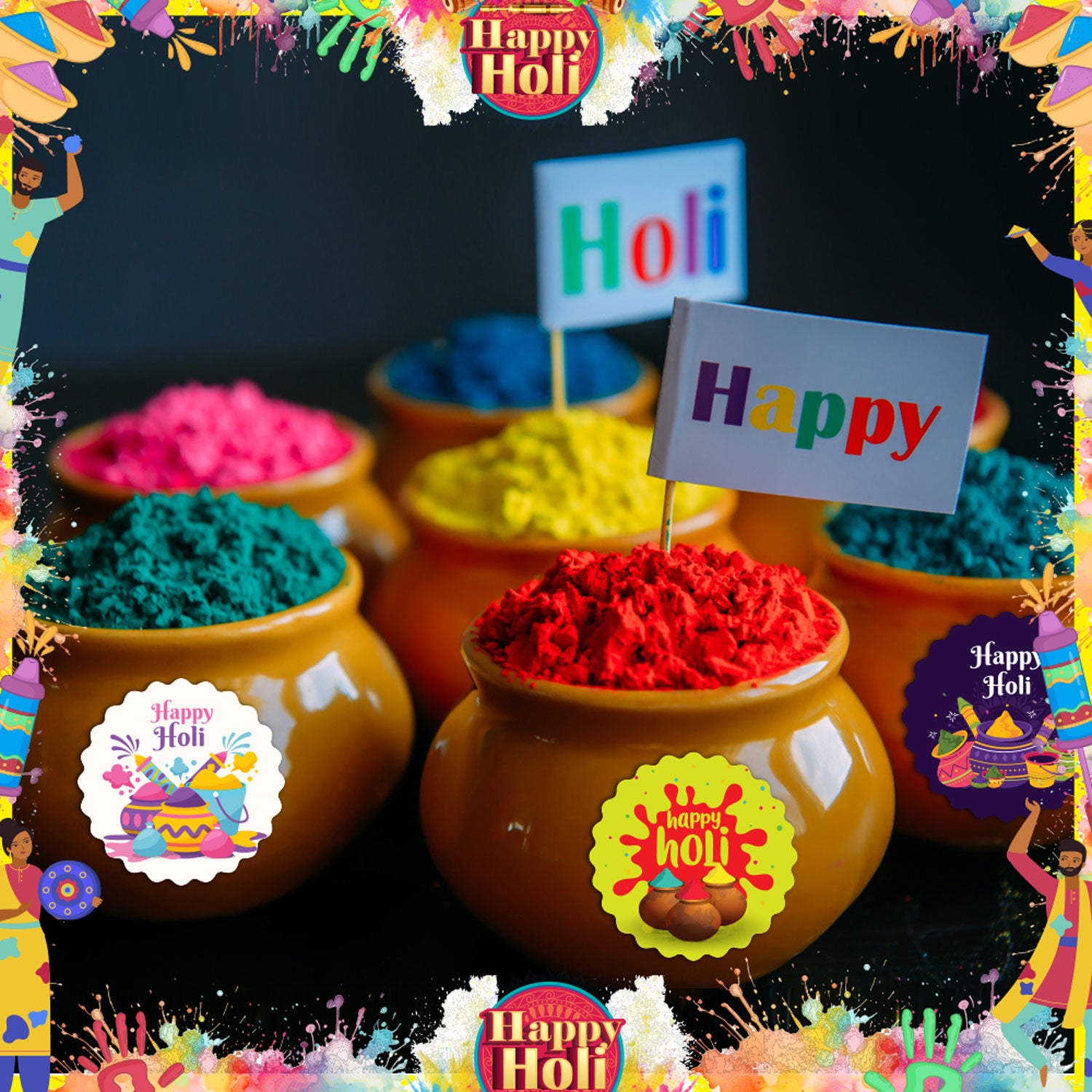 Stickers For Holi Decoration