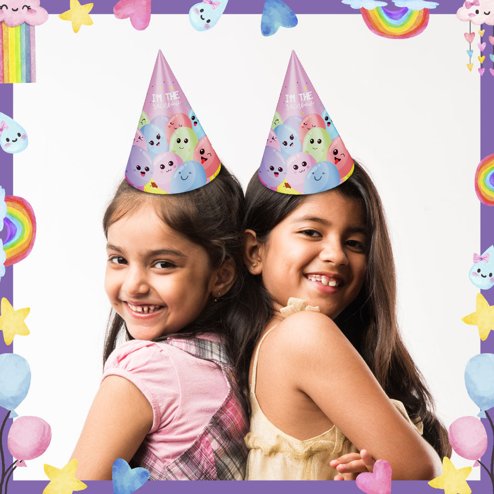 Hello Rainbow Theme Cone Hats