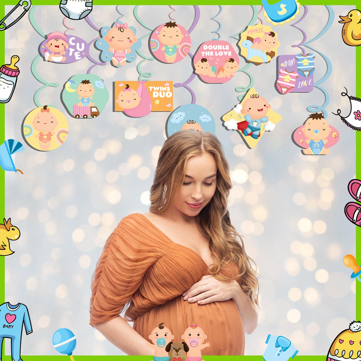 Double The Love Theme Hanging Swirls