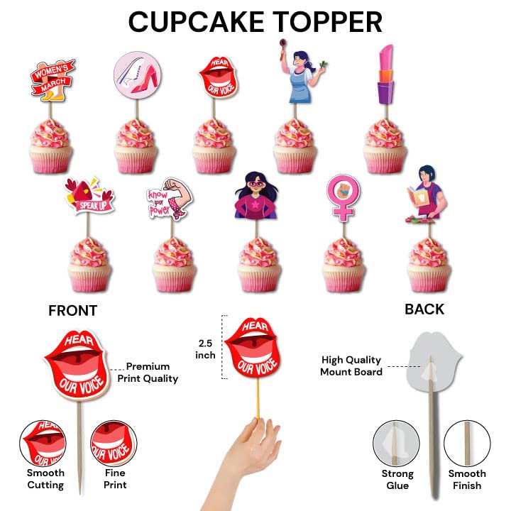Happy Women's Day Cupcake Toppers