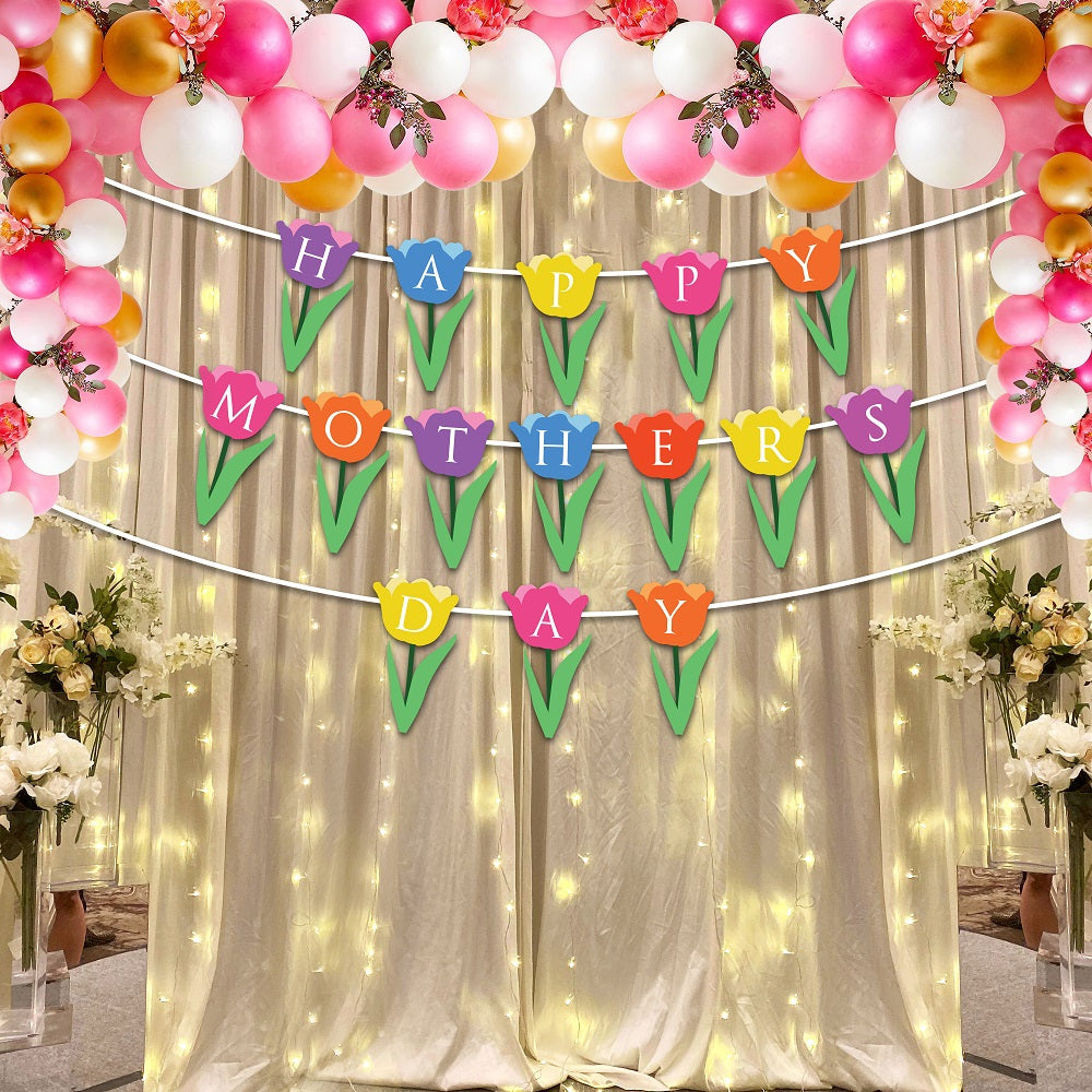 Happy Mother's day Multicolour Tulip Banner