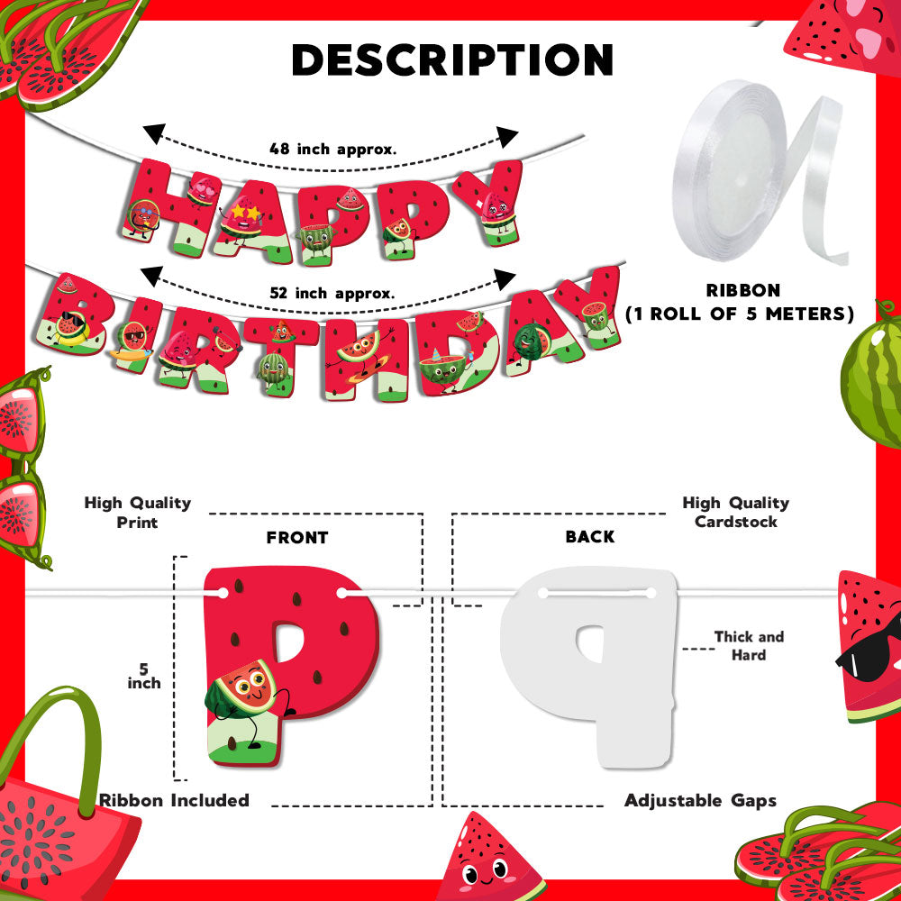 Watermelon Theme Happy Birthday Banner