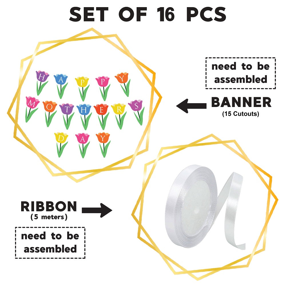 Happy Mother's day Multicolour Tulip Banner