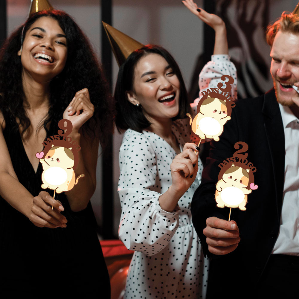 Cute Cat Countdown Props of 1-10 Days To Go