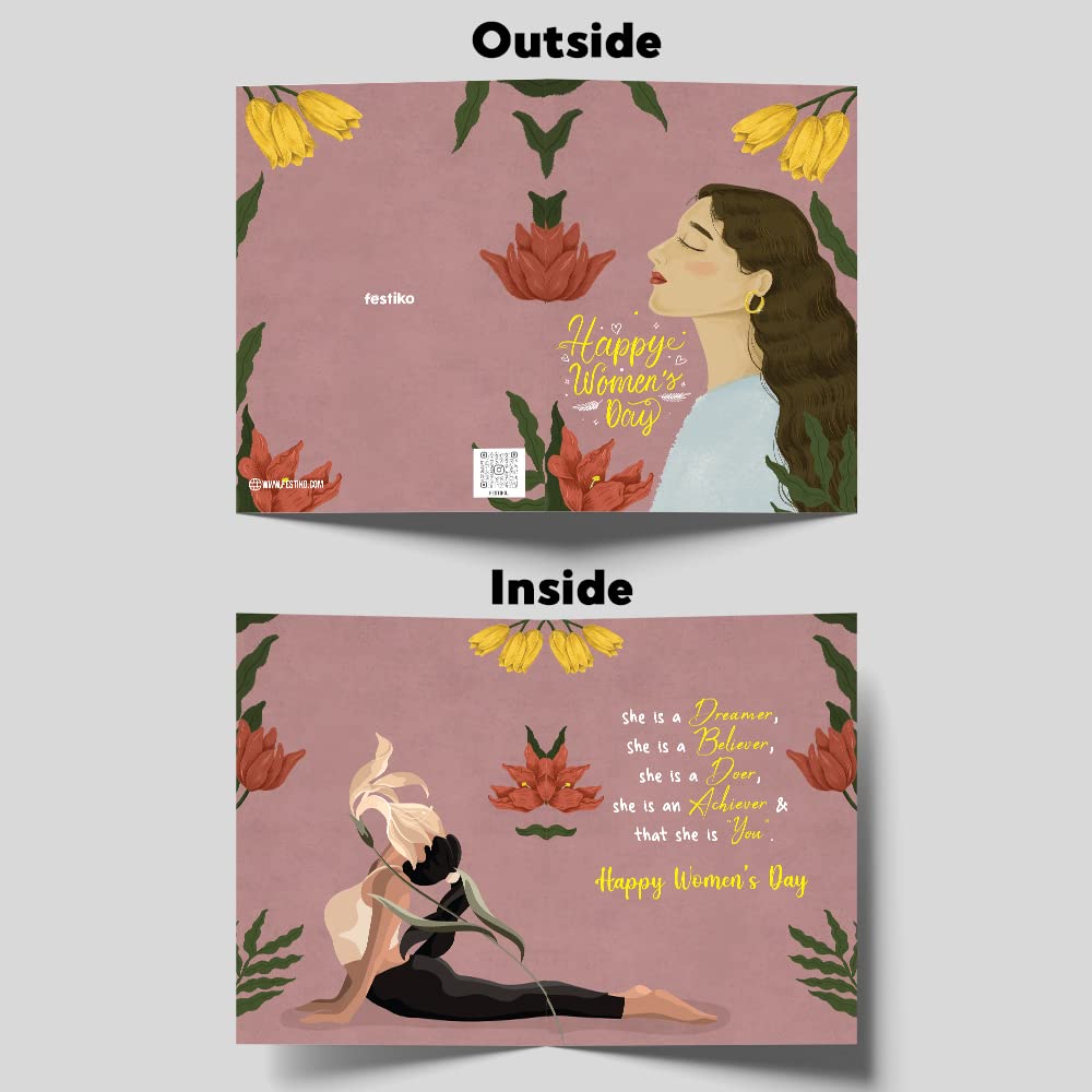 Floral Happy Women's Day Card With Envelope