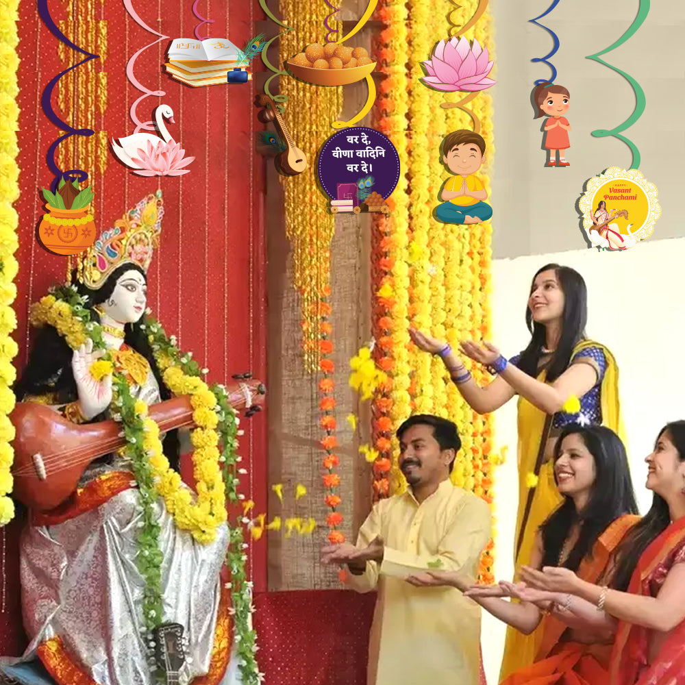 Hanging Swirls For Saraswati Puja Decorations