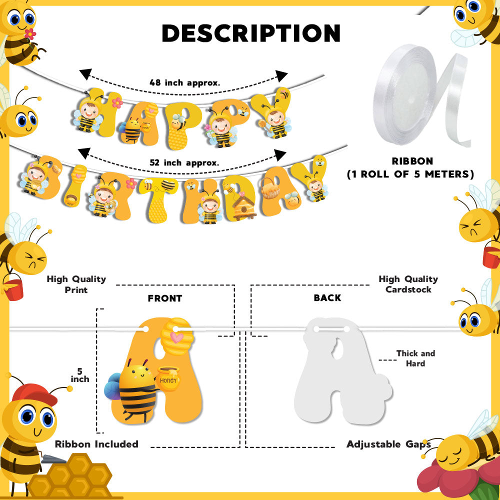Bee Buzz Party Theme Happy Birthday Banner