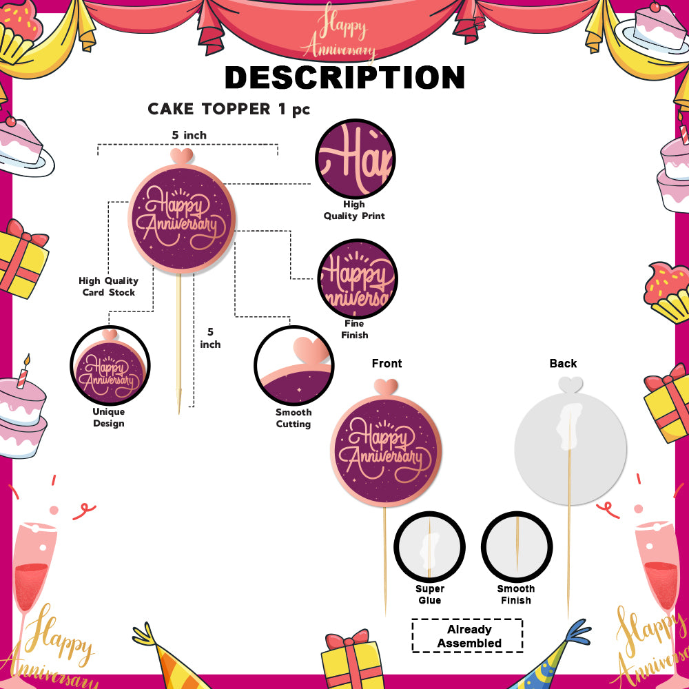 Happy Anniversary Cake Topper