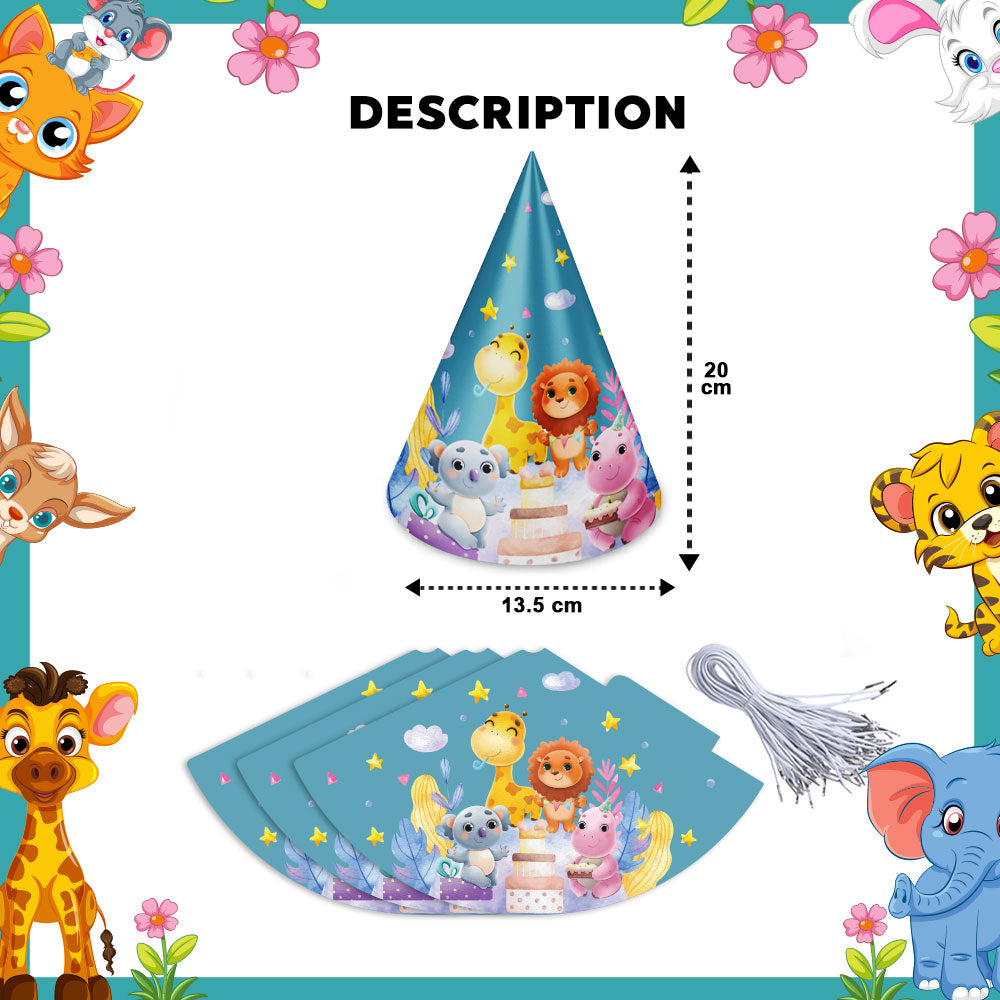 Party Animals Theme Cone Hats