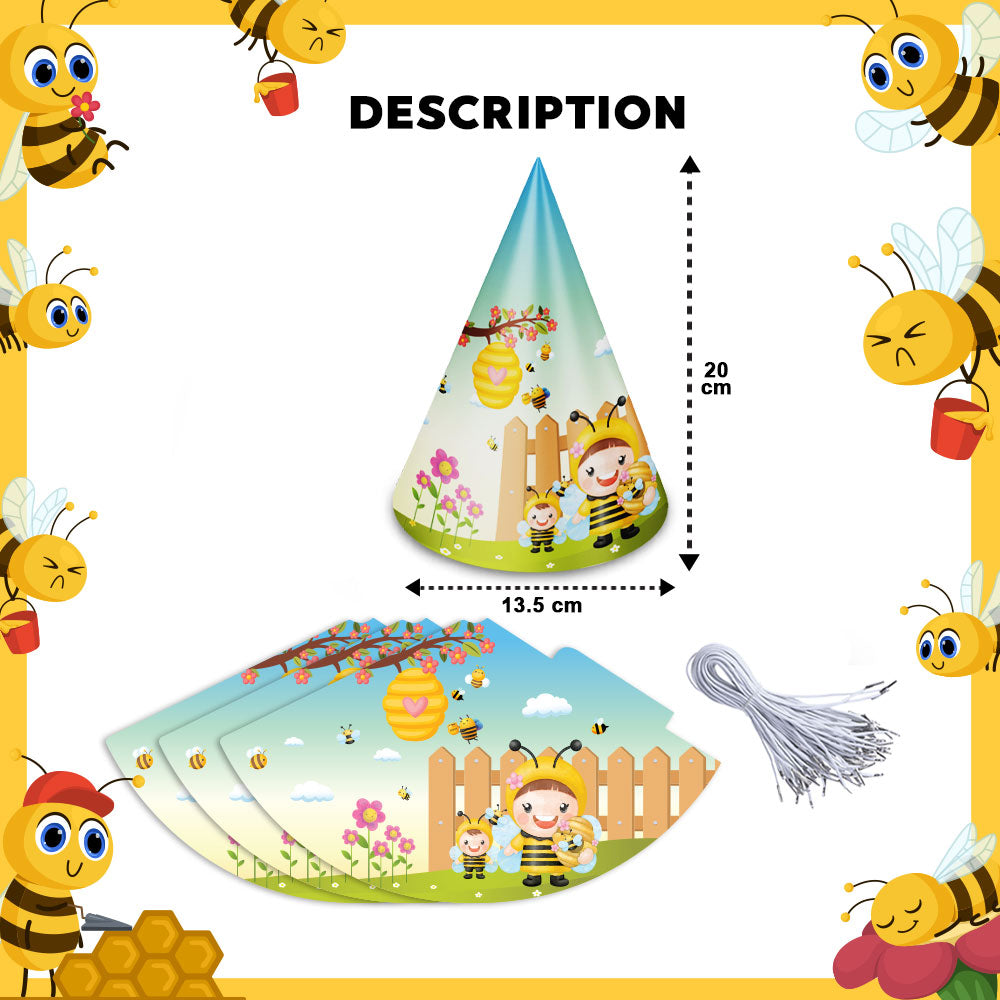 Bee Buzz Party Theme Cone Hats