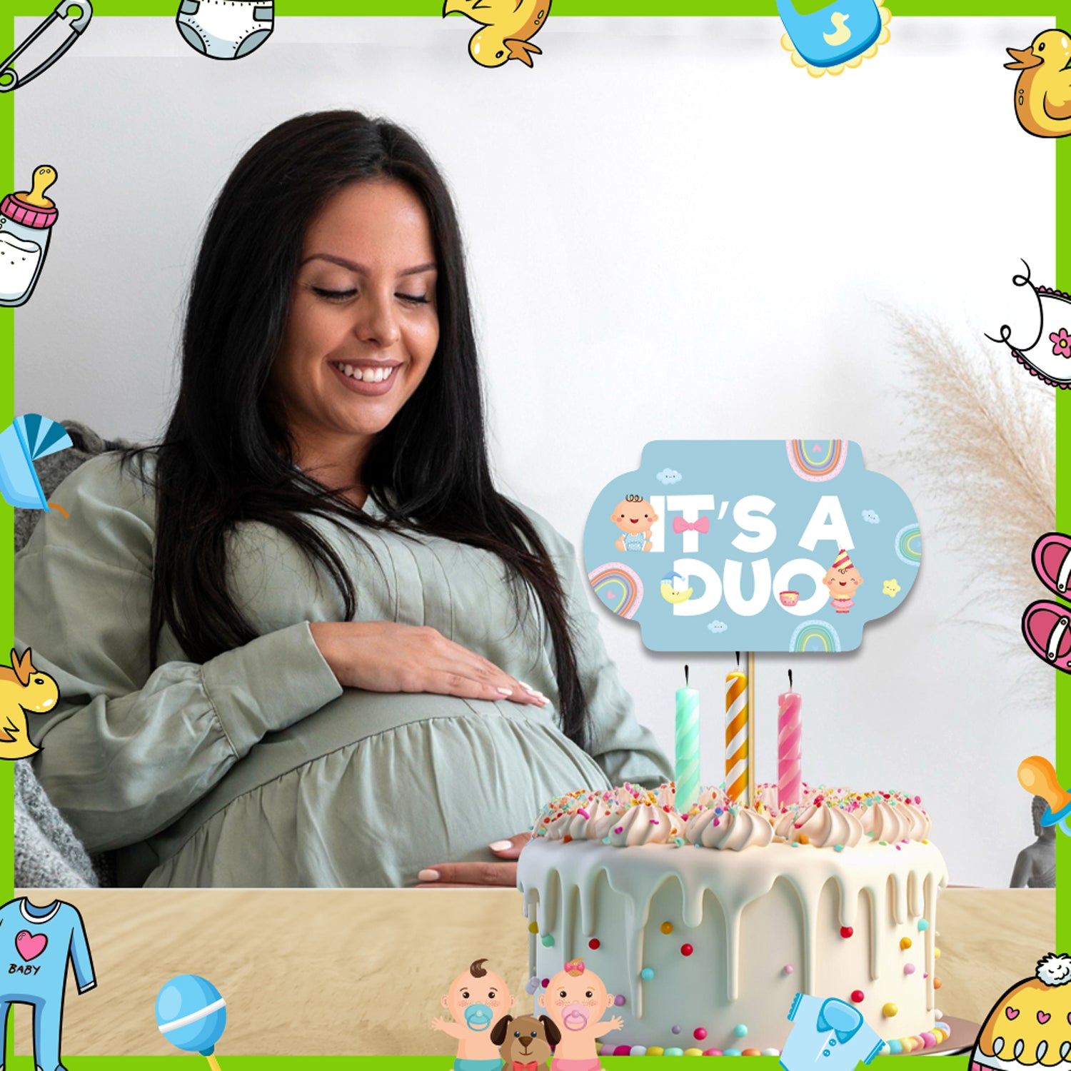 Double The Love Theme Cake Topper