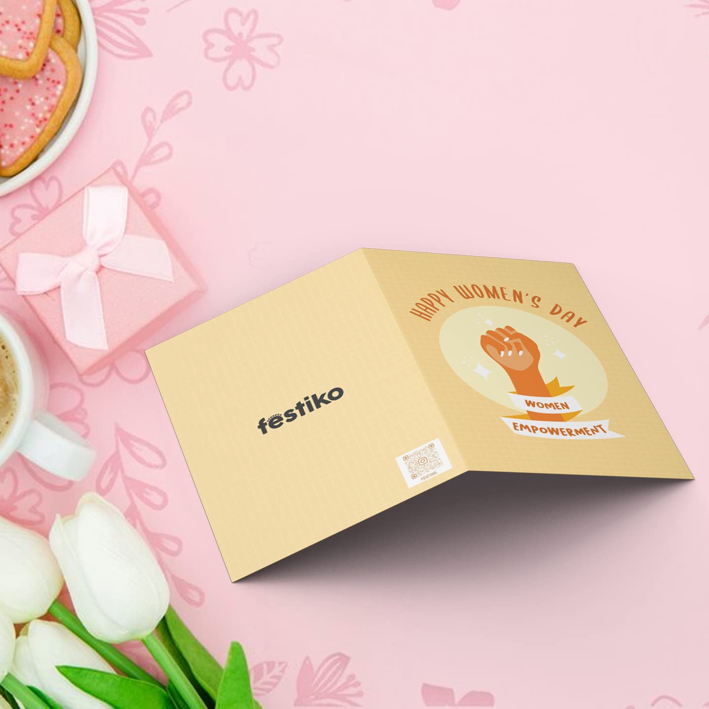 Yellow Happy Women's Day Card With Envelope