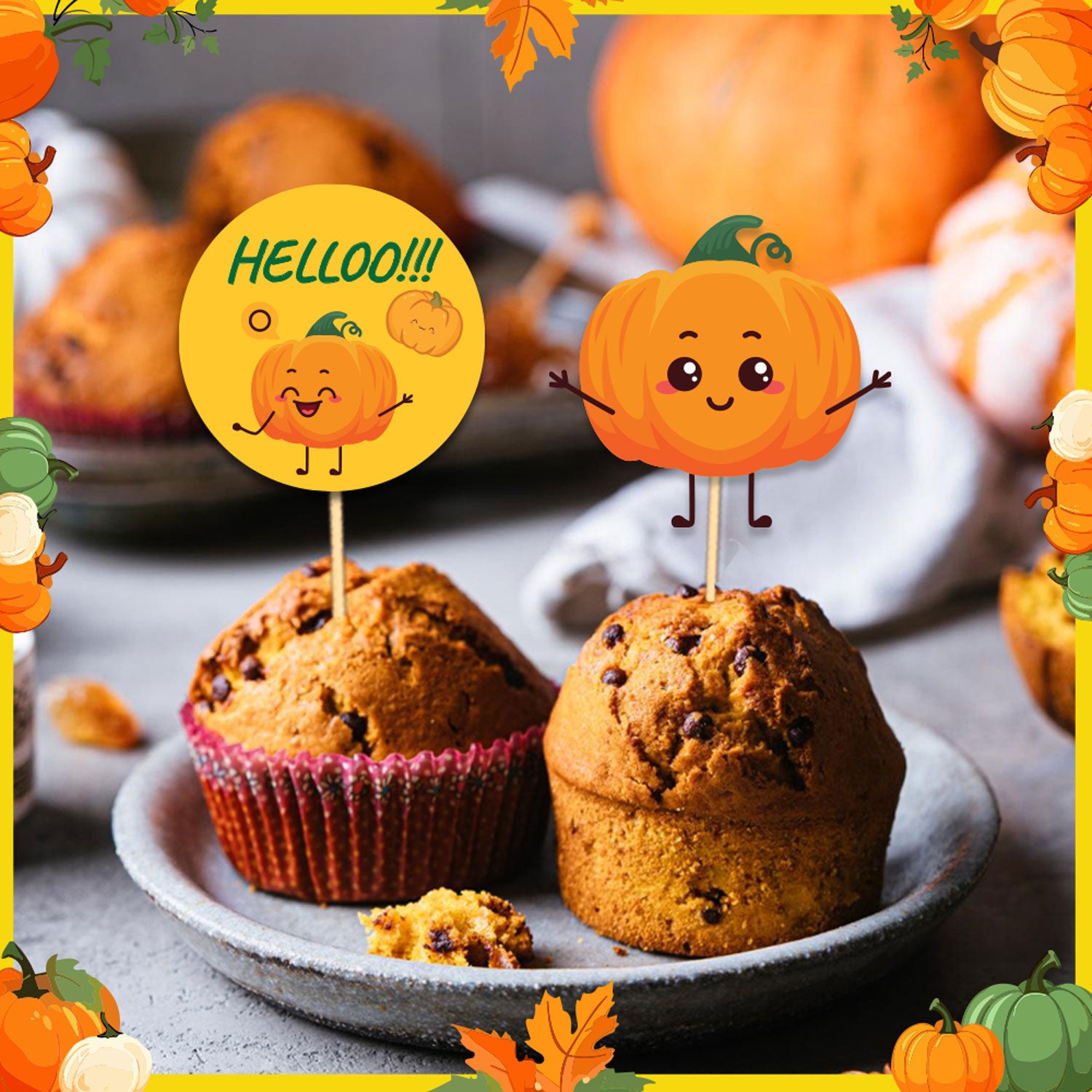 Pumpkin Theme Cupcake Toppers