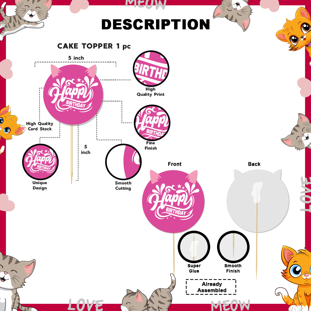 Kitty Party Theme Happy Birthday Cake Topper