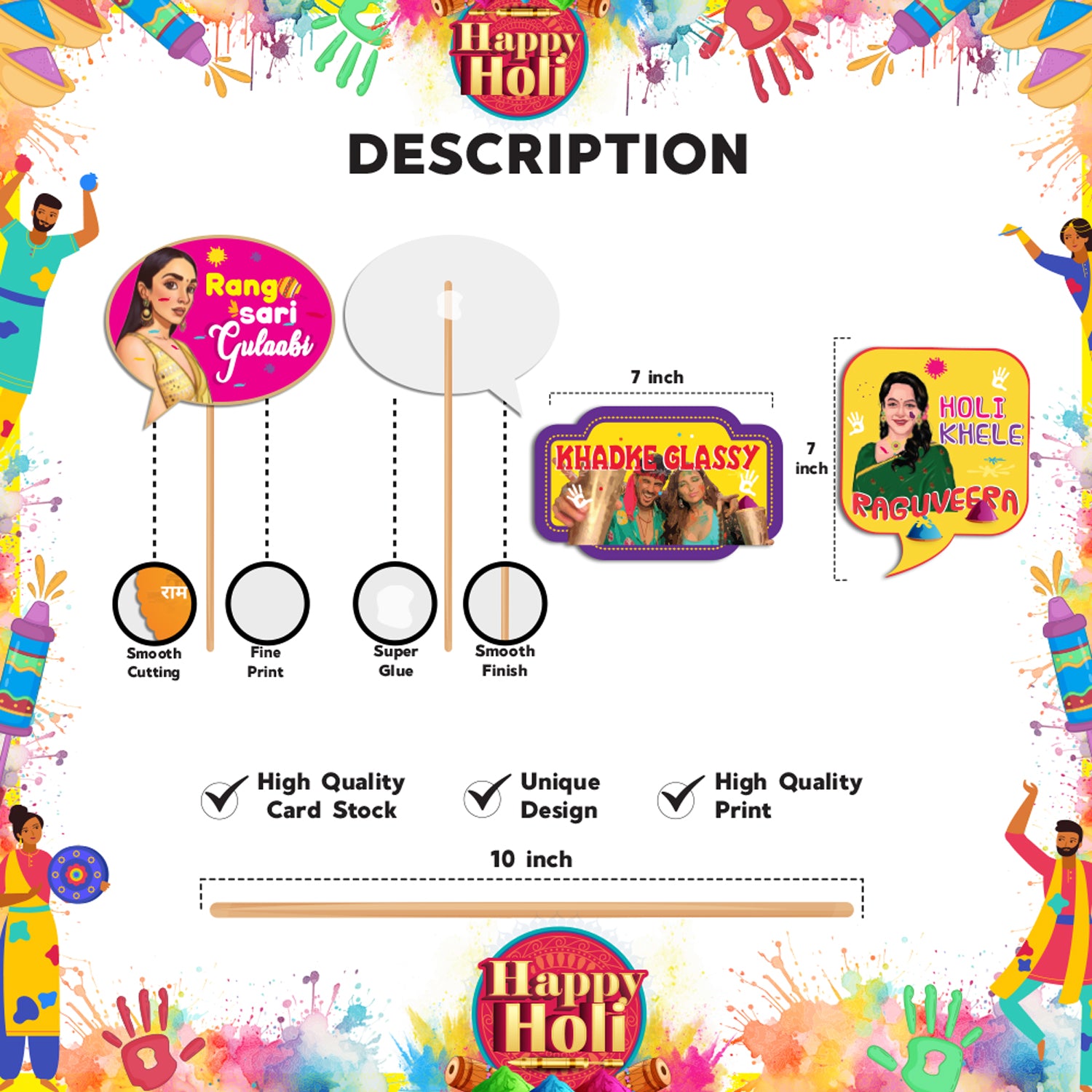 Bollywood Holi Photobooth Props