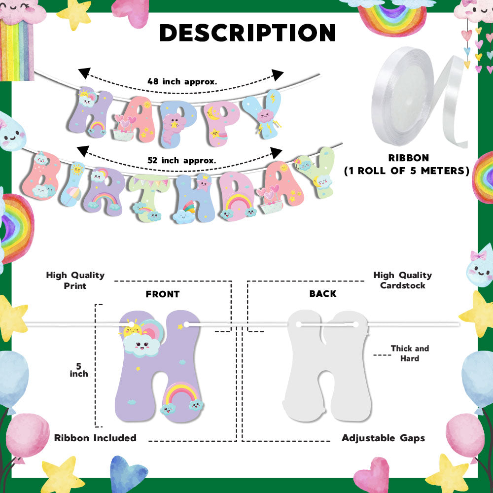 Hello Rainbow Theme Happy Birthday Banner