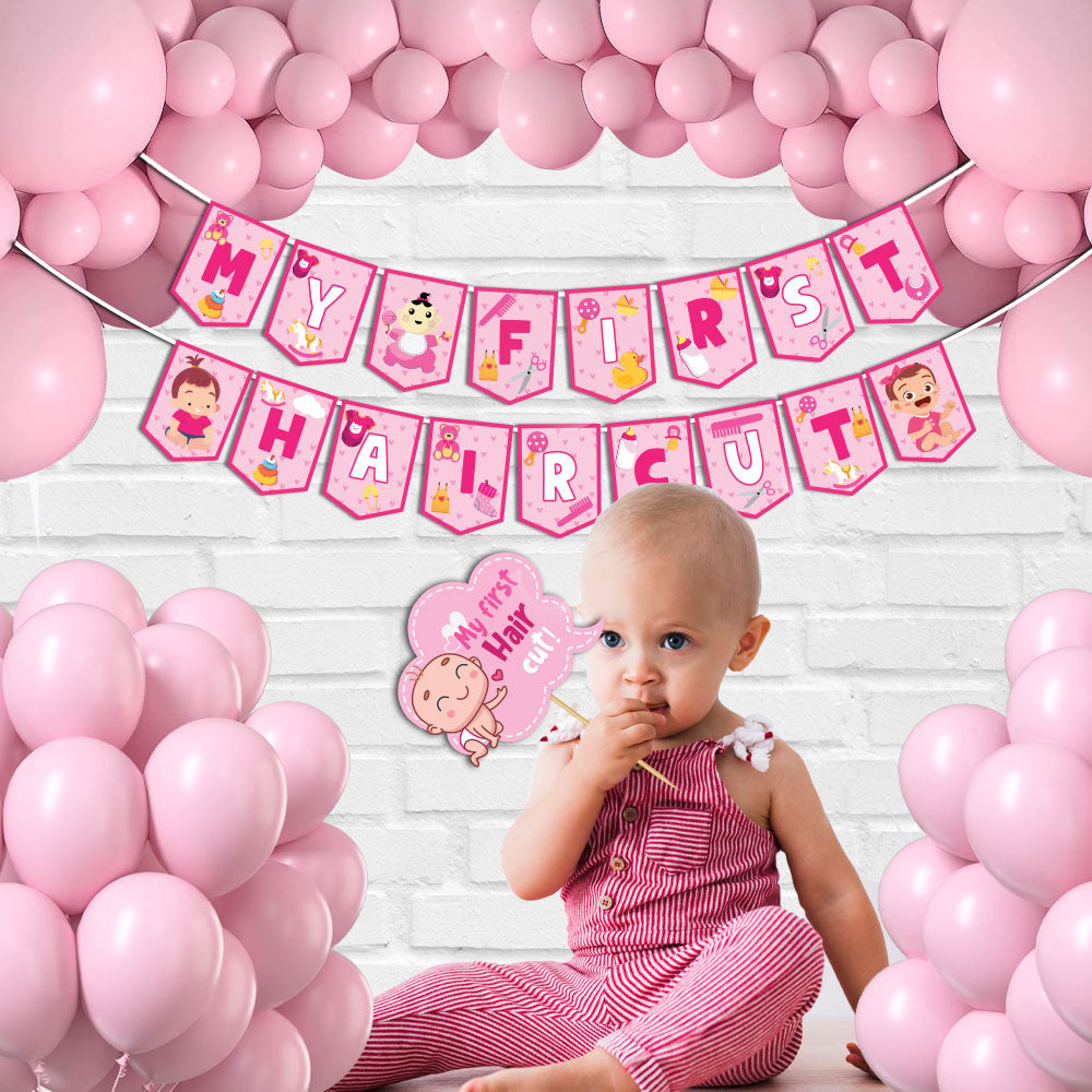 Pink Balloons For First Haircut