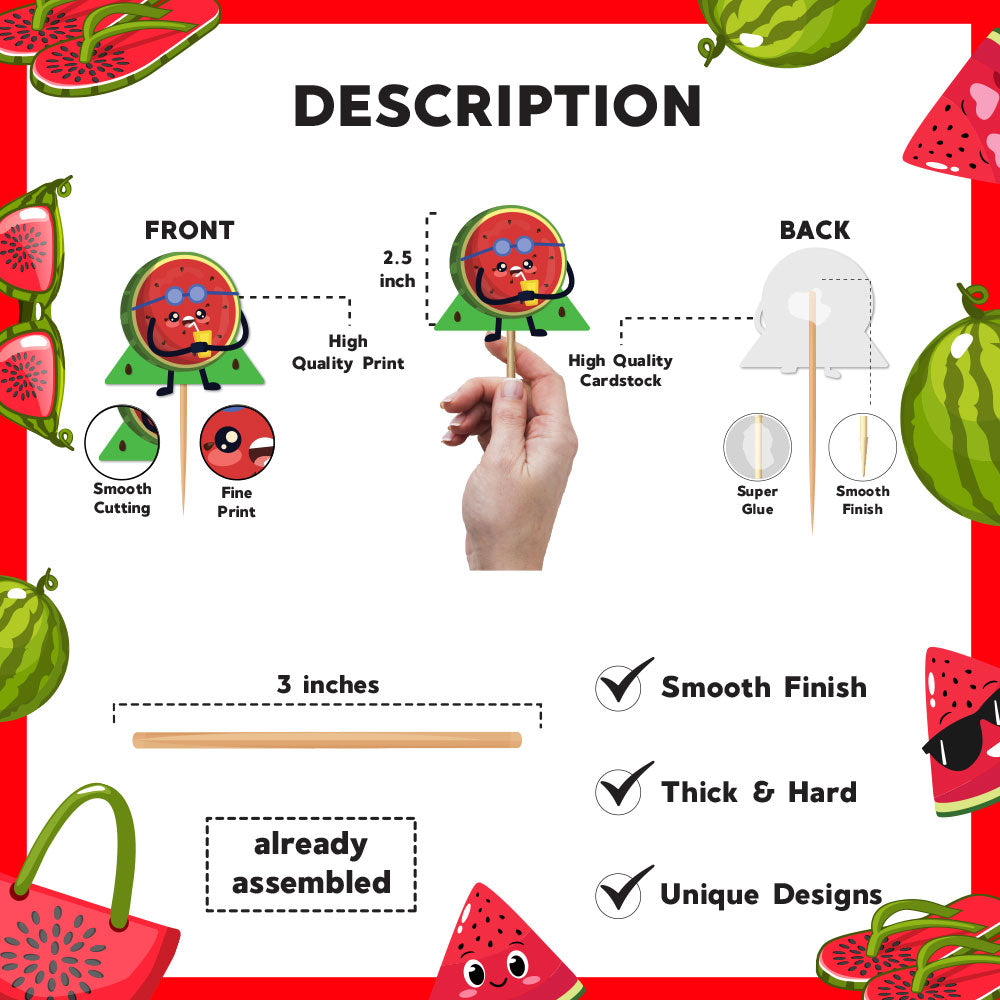 Watermelon Theme Cupcake Toppers