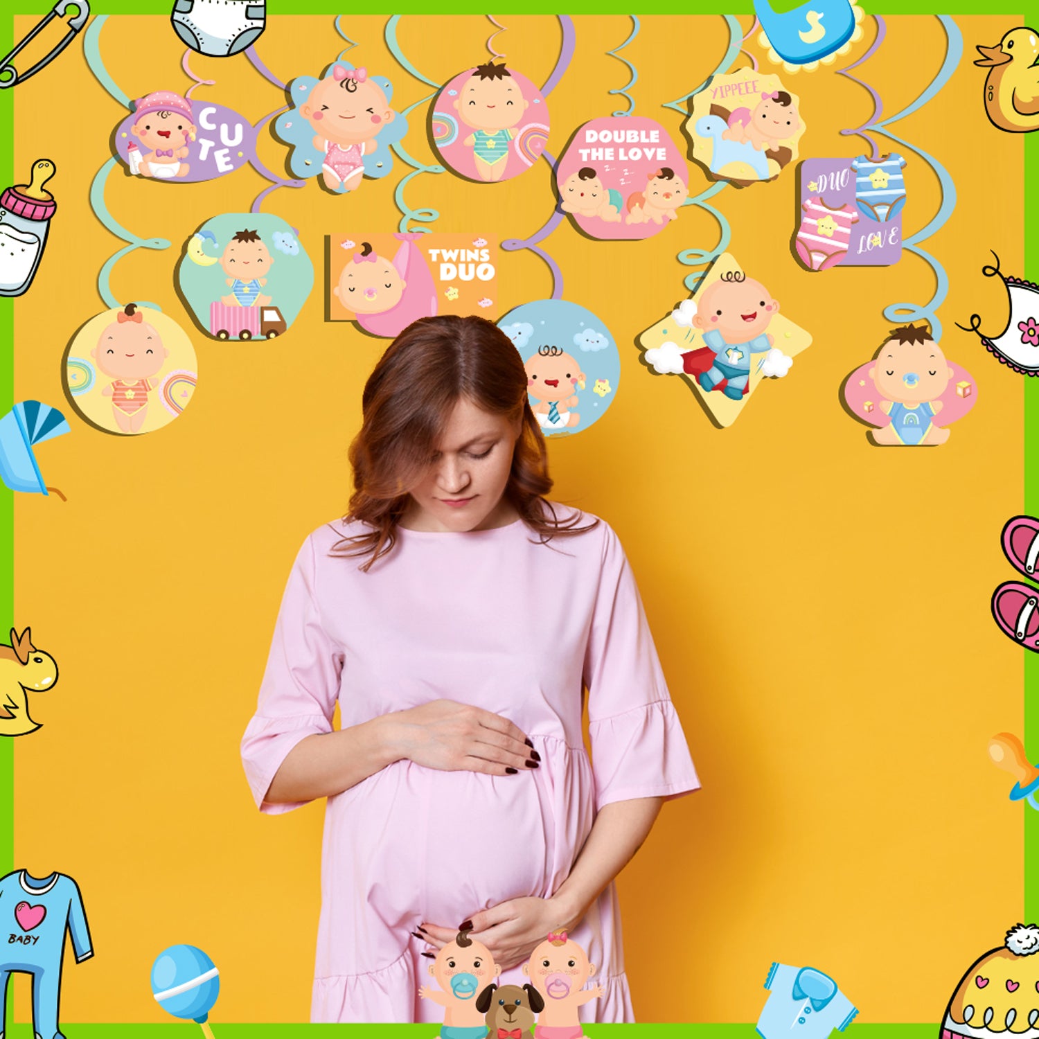 Double The Love Theme Hanging Swirls