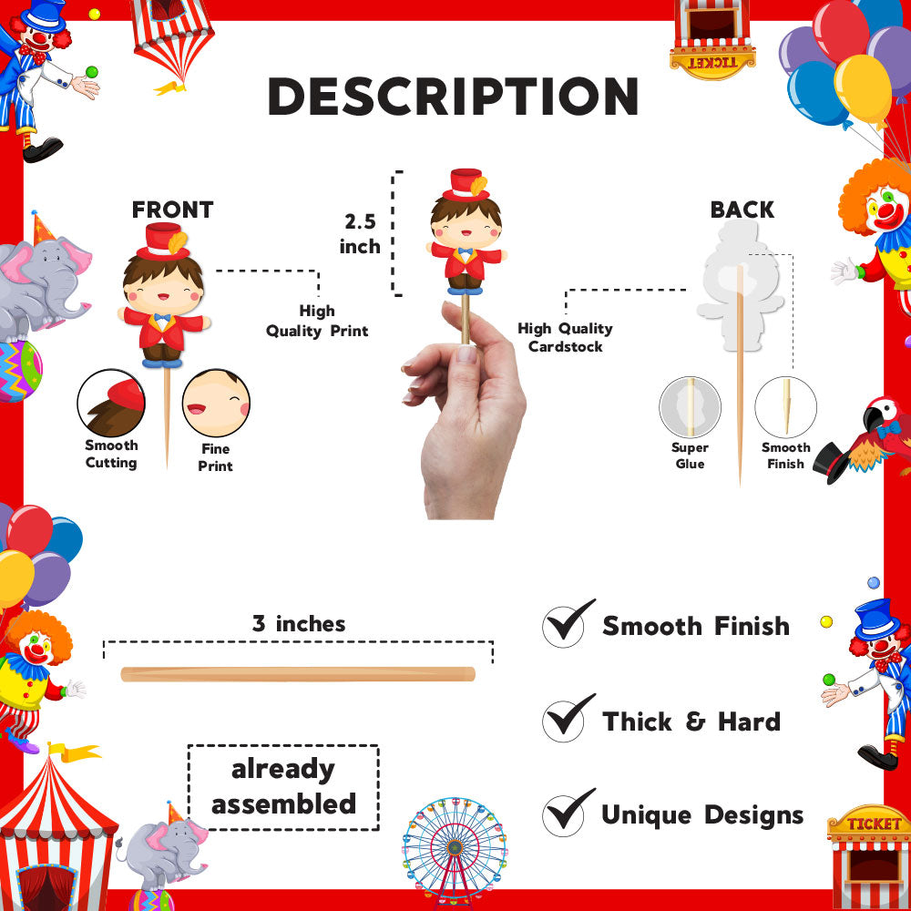 Circus Fun Fair Theme Cupcake Toppers