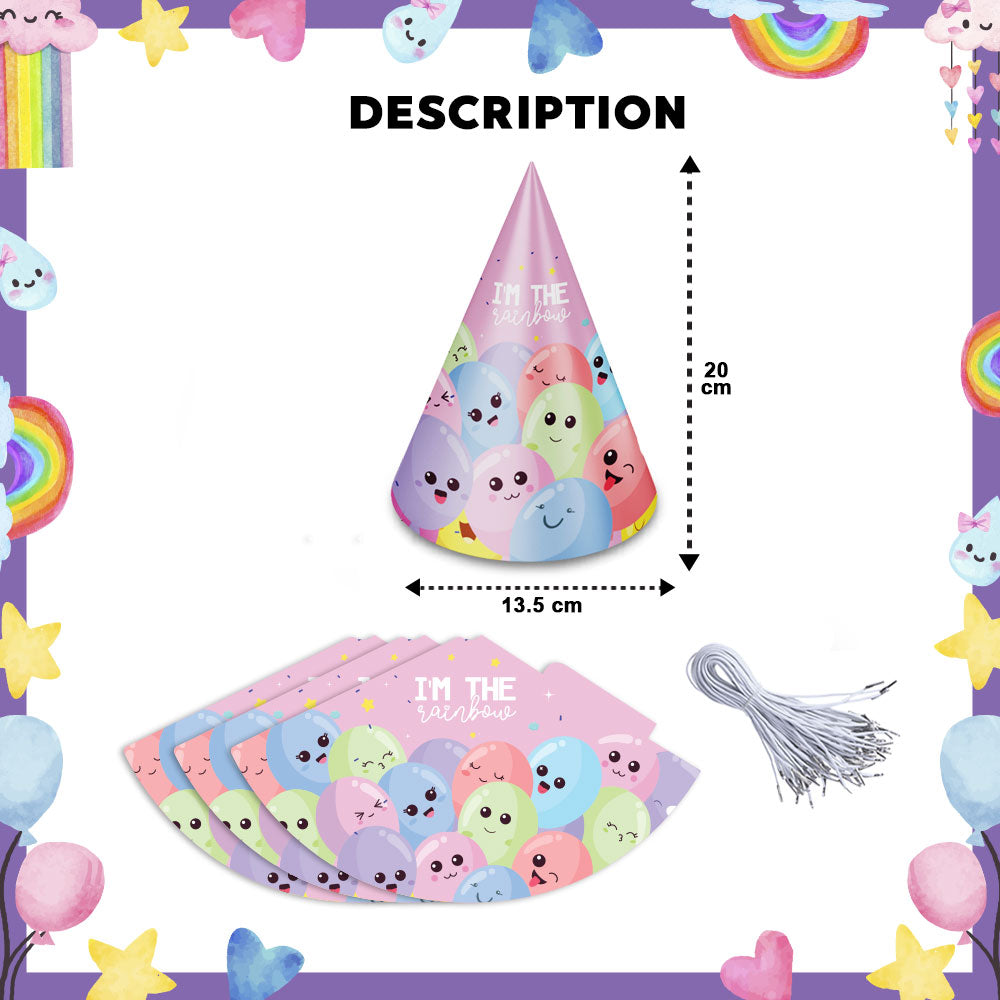 Hello Rainbow Theme Cone Hats