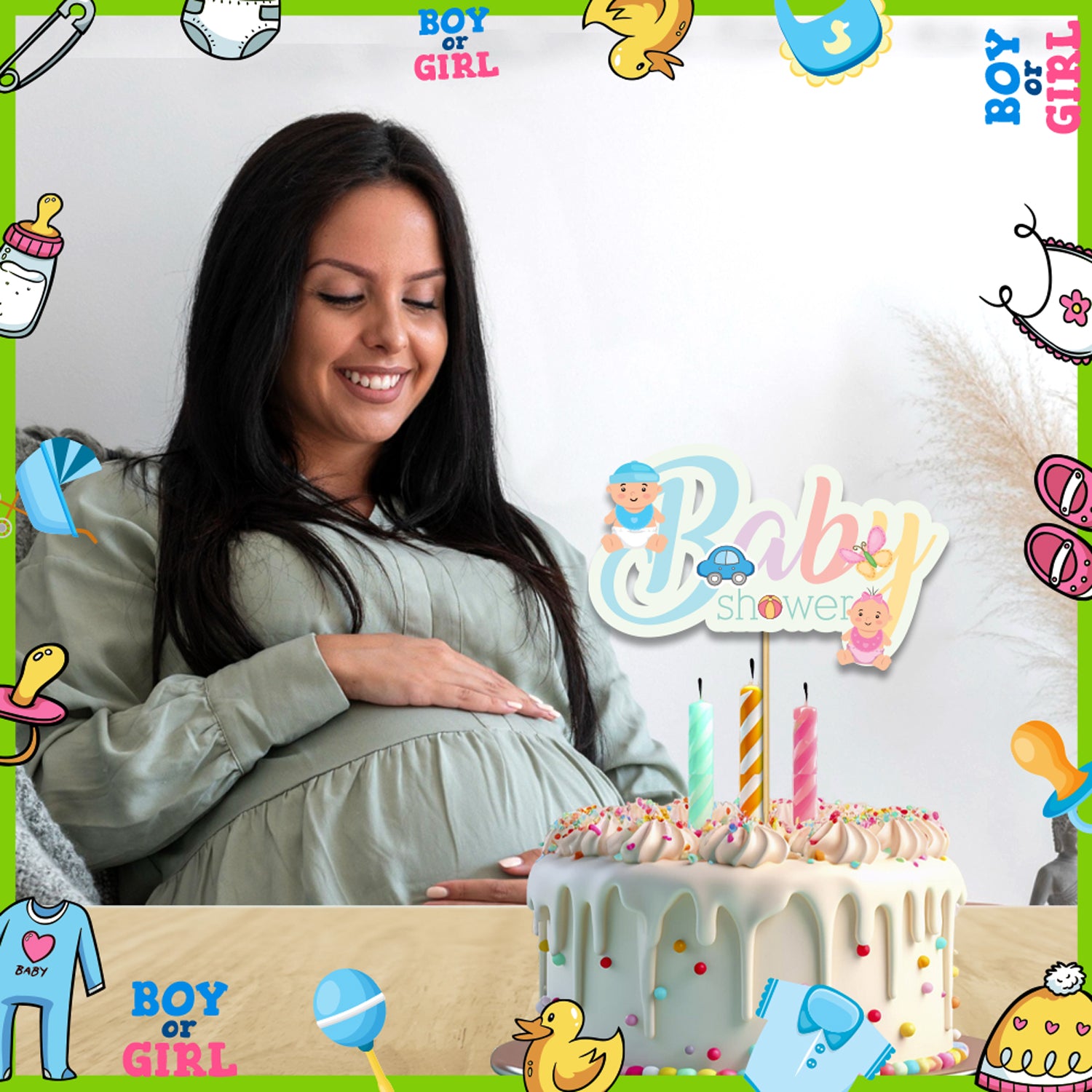 Diaper Party Theme Cake Topper